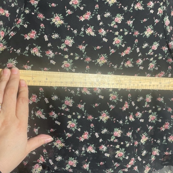 Lucy Love Babydoll Blouse Micro Floral Boho 3/4 Sleeve Chiffon Layered Size Smal - Picture 5 of 11